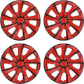 CPW 14 Wheel Rim Cover Hubcaps Set of 4 - Snap-On Black & Red