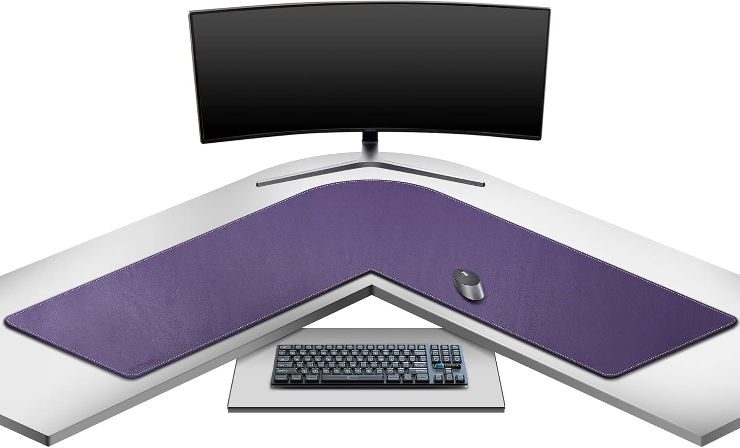 Mydours L-Shape Desk Mat - Extra Large PU Leather Desk Pad