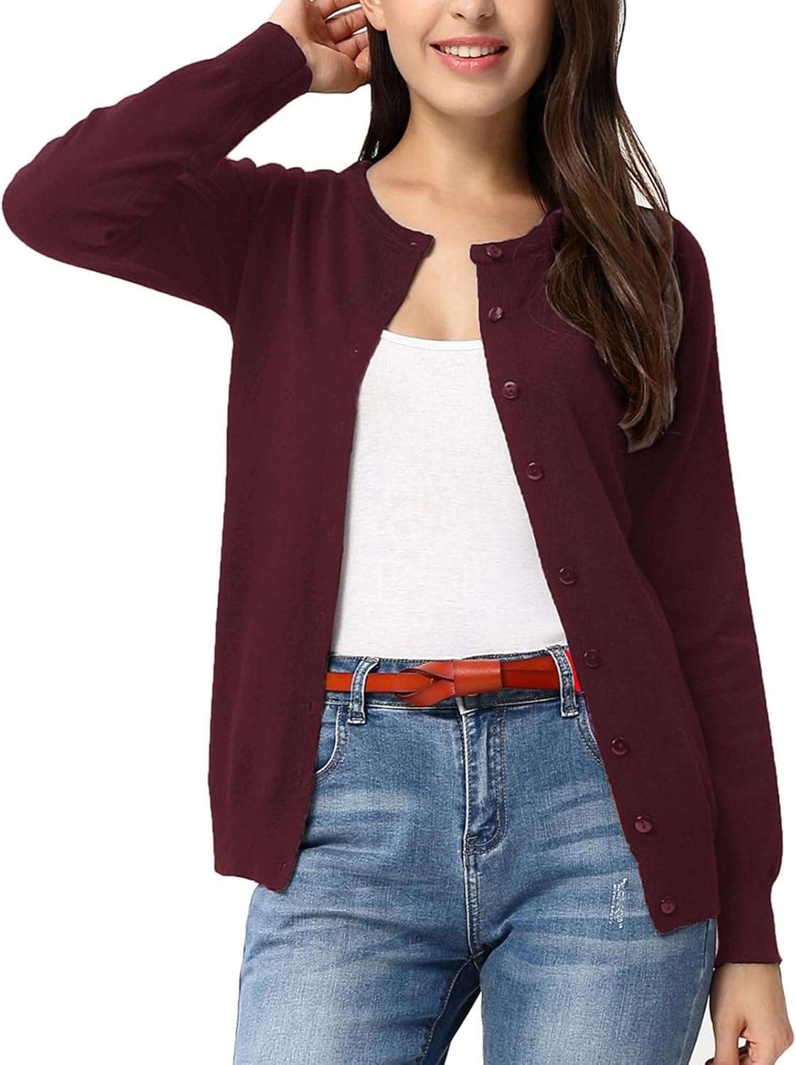 Classic Long Sleeve Knit Cardigan for Women - Chic and Versatile