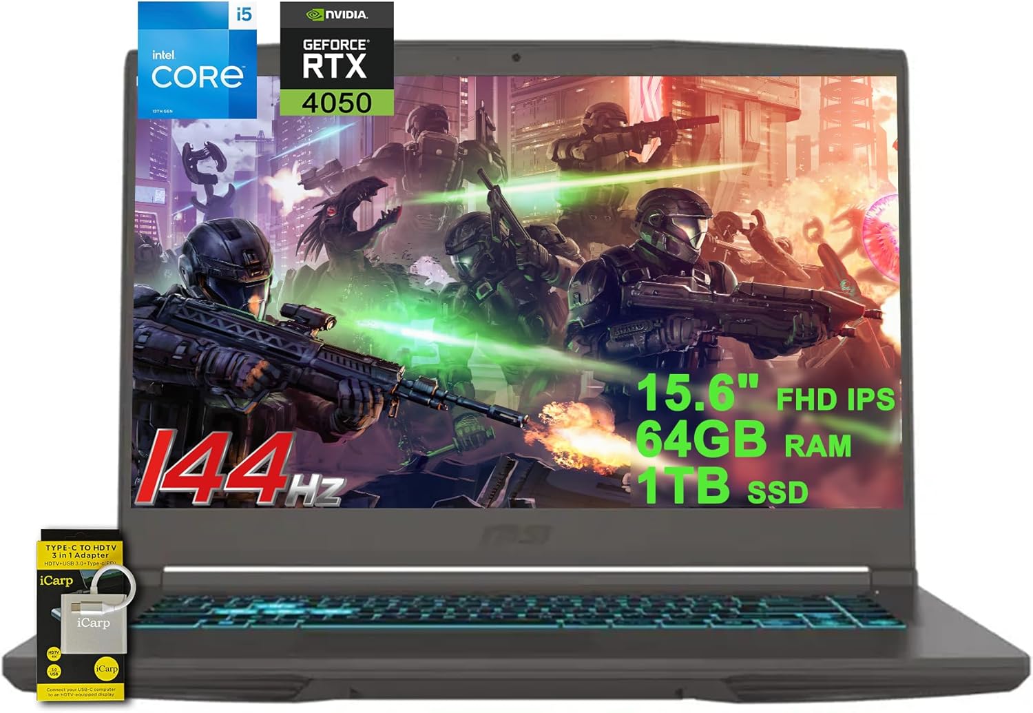 MSI Thin 15 Gaming Laptop with 64GB RAM and 1TB SSD