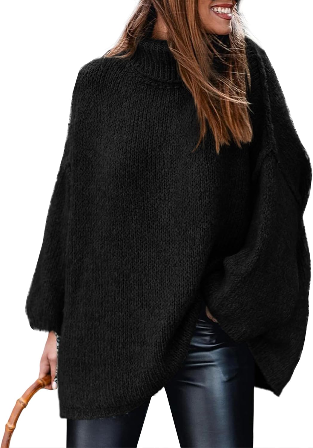 PRETTYGARDEN Women's Turtleneck Oversized Chunky Knit Sweater