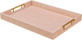 14x20 in Champagne Faux Leather Wrapped Wood Serving Tray - Stylish