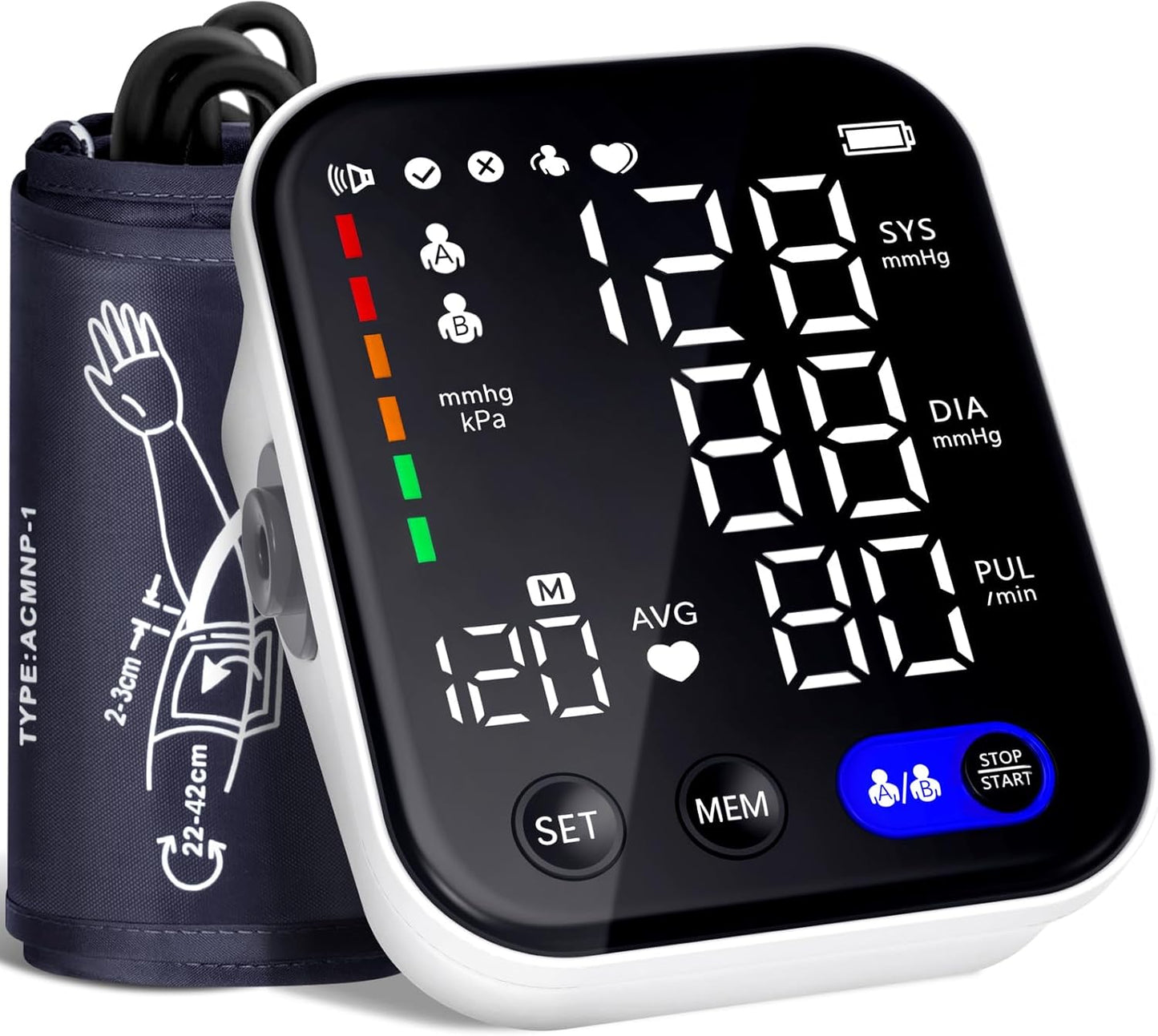 Rsorvia Arm BP Monitor: Voice Digital, Adjustable Cuff, 5 Screen, 2120 Memory