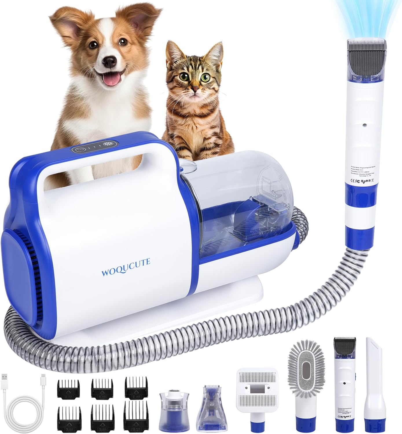 Pet Grooming Powerhouse Set - Low Noise Vacuum & Grooming Tools!