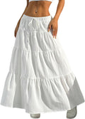 Verdusa Women's Boho Flared Ruffle Maxi Skirt - Flowy Summer Style on