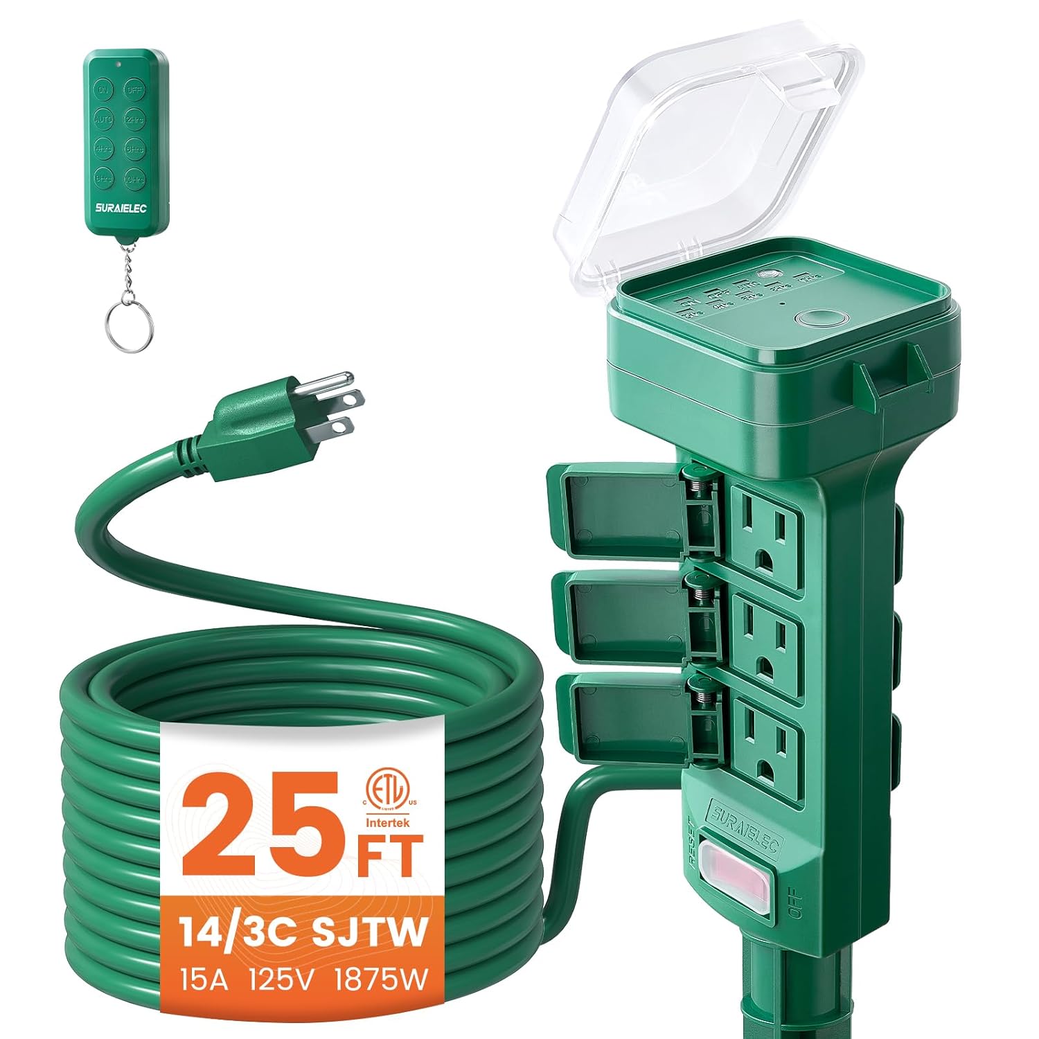 SURAIELEC Outdoor Power Stake Timer with Remote Control Features