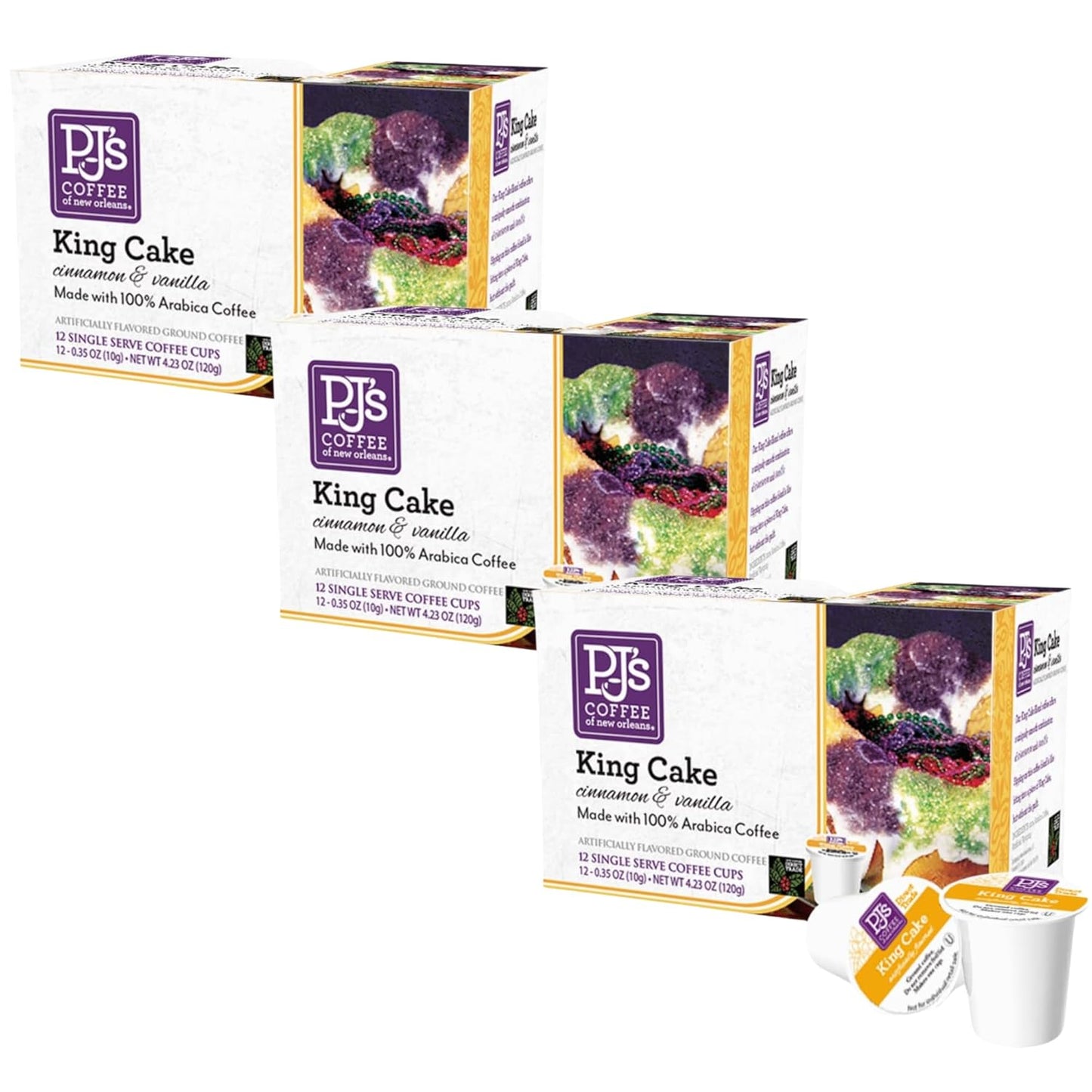 Indulge in 36 King Cake Single Serve Cups
