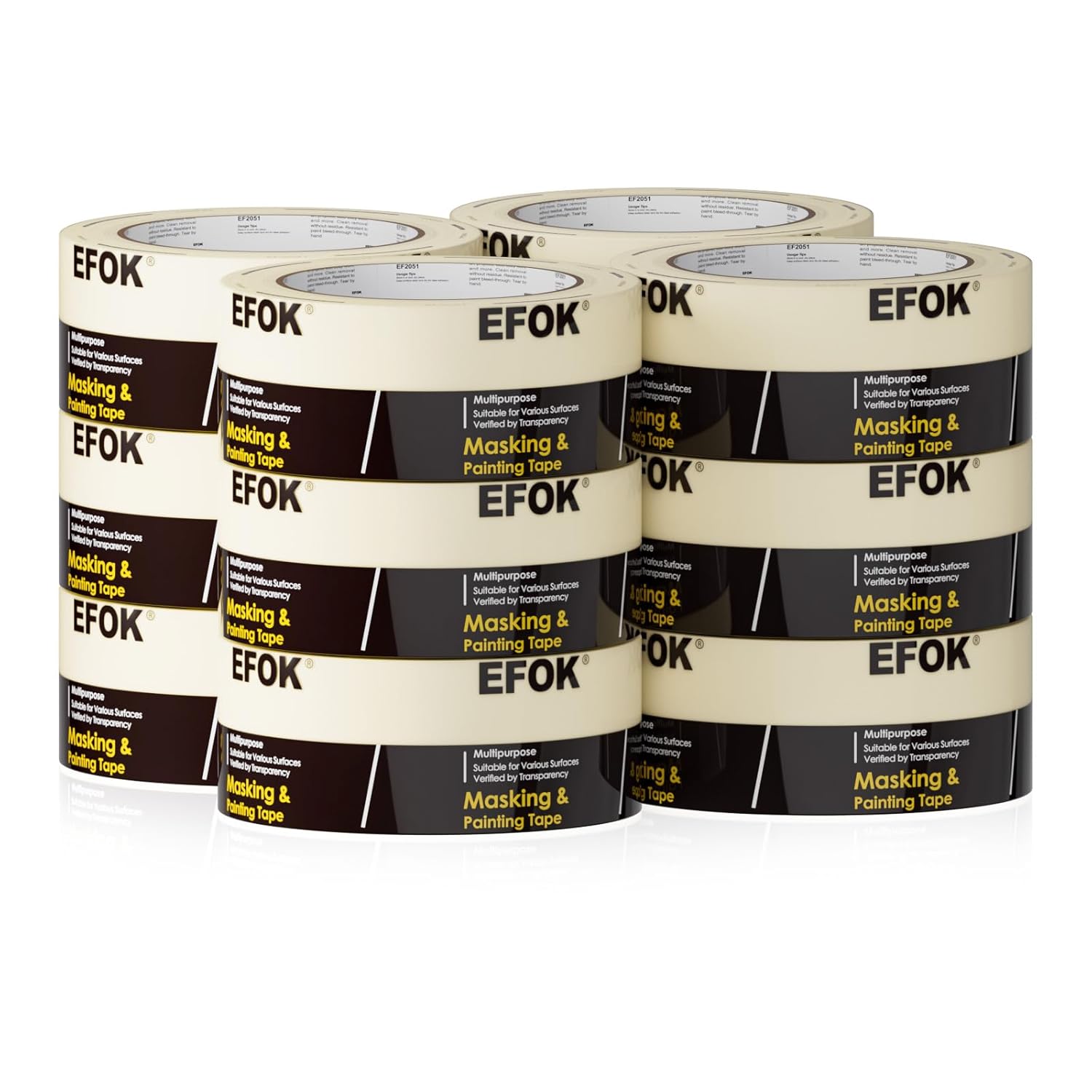 10 Pack Masking Tape 2 Inch Wide for Painters and DIY Projects
