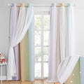 Kids Rainbow Star Curtains for Nursery - Layered Hollow-Out Panels