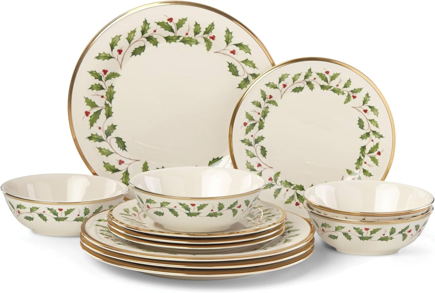 Lenox Holiday 12-Piece Plate and Bowl Set for Christmas Hosting