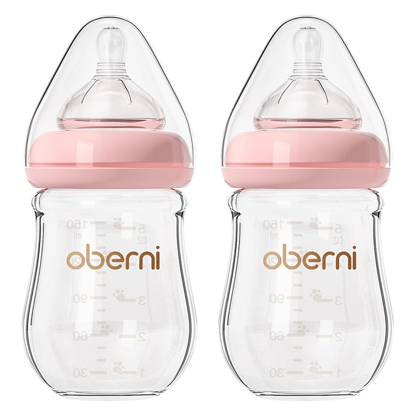 Anti Colic Glass Baby Bottles Set, Natural Nipple, 5oz, BPA Free