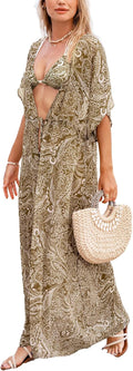 CUPSHE Kimono Swimsuit Coverup for Women - Open Front Striped Maxi