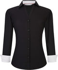 Esabel.C Womens Button Down Long Sleeve Bamboo Stretch Blouse