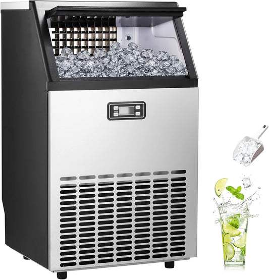 100Lbs/Day Stainless Steel Ice Maker for Restaurants, Bars - Electactic