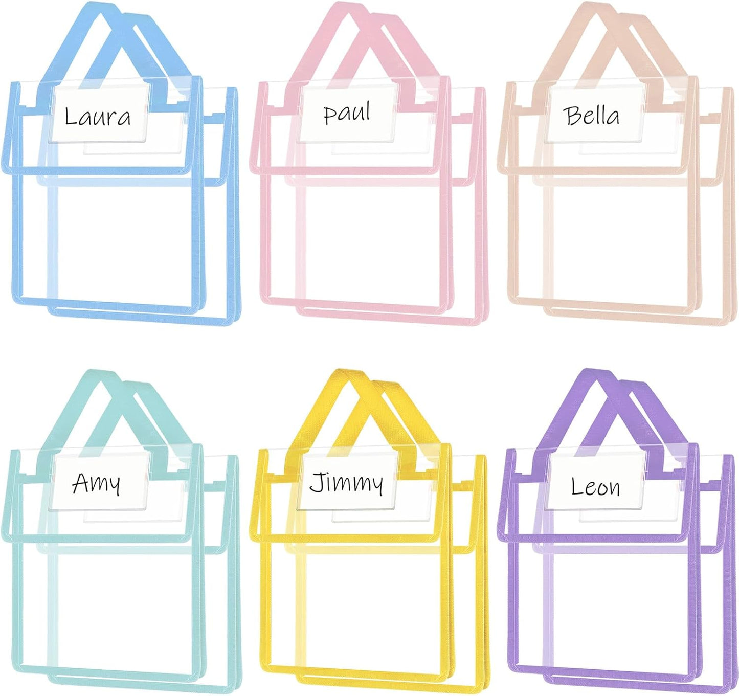 Teling Thick Clear Book Pouches for Classroom and Library Use