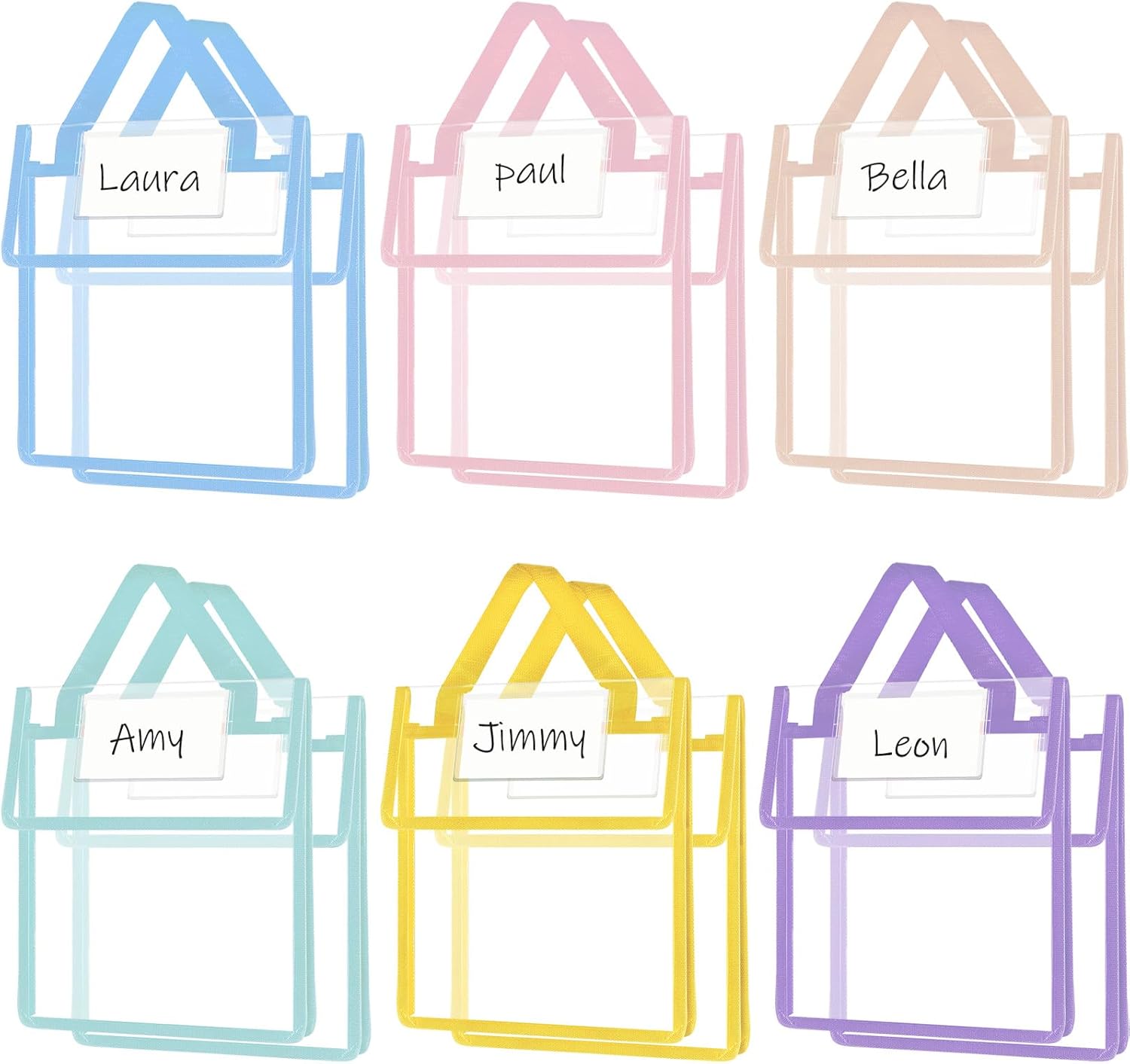 Teling Thick Clear Book Pouches for Classroom and Library Use