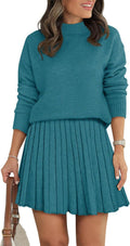 Women's Two Piece Outfits Turtleneck Long Sleeve Ribbed Knit Set