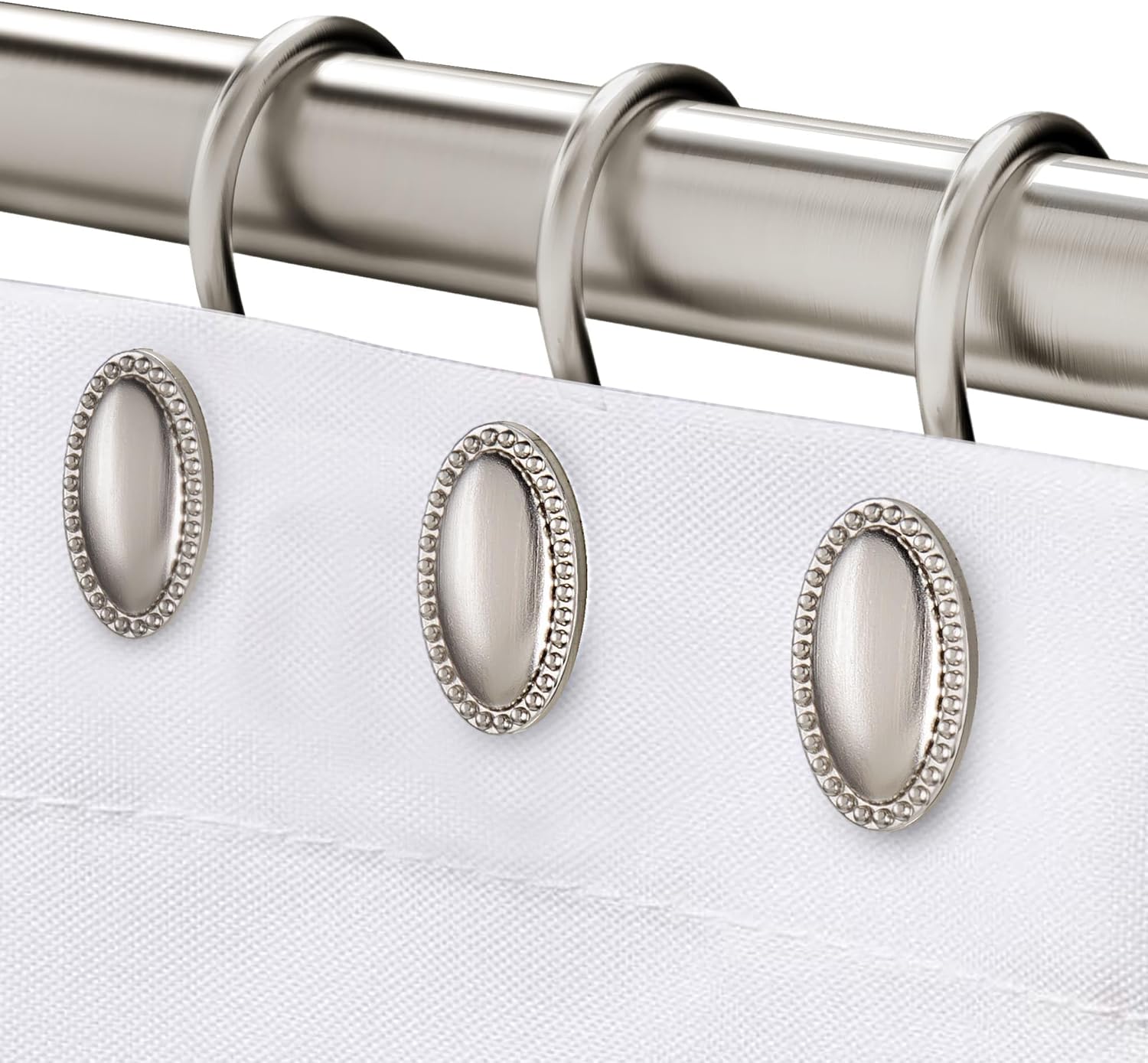 Rust Resistant Brushed Nickel Shower Hooks - Set of 12