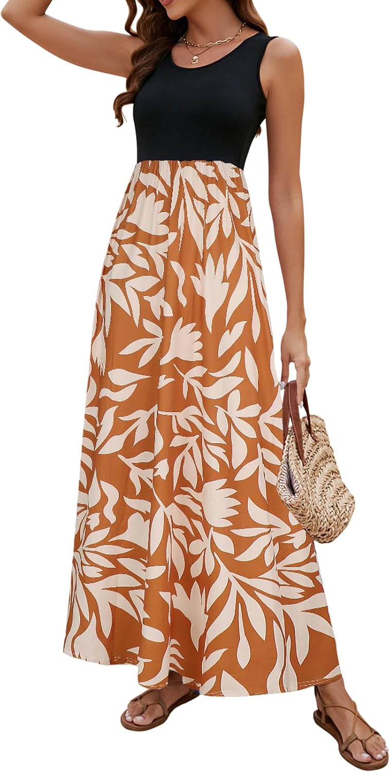 Boho Chevron Striped Floral Maxi Dress for Women by Sherosa
