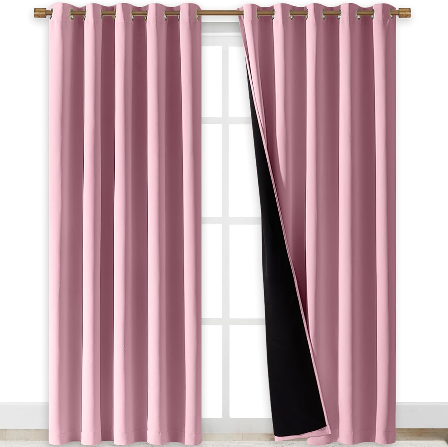 NICETOWN Crystal Pink Full Shade Curtain Panels for Home Decor