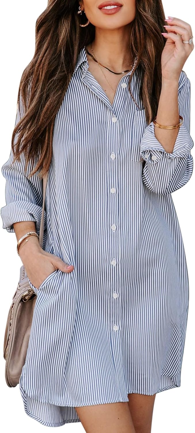 Womens Button Down Shirt Dresses with Pockets for All Seasons