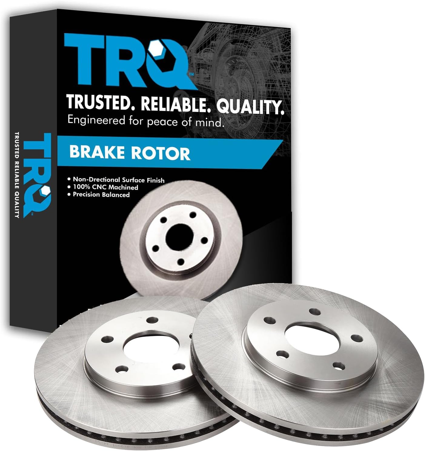 TRQ Front Brake Rotors Set Vented for 2006-2011 Chevrolet HHR