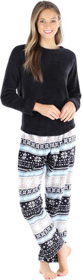 Warm and Comfortable Women's Fleece Long Sleeve Sleepwear Set