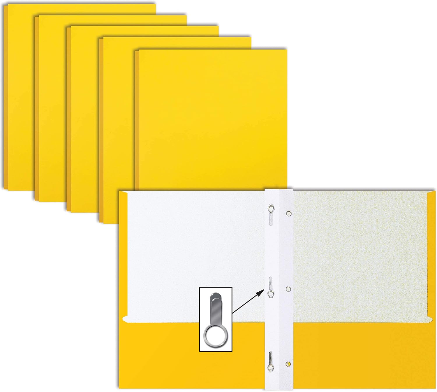 50 Pack Yellow Paper Folders with Prongs - Organize in Style!