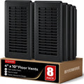 4x10 Floor Register Black 8 Pack - Durable Plastic Vent Covers