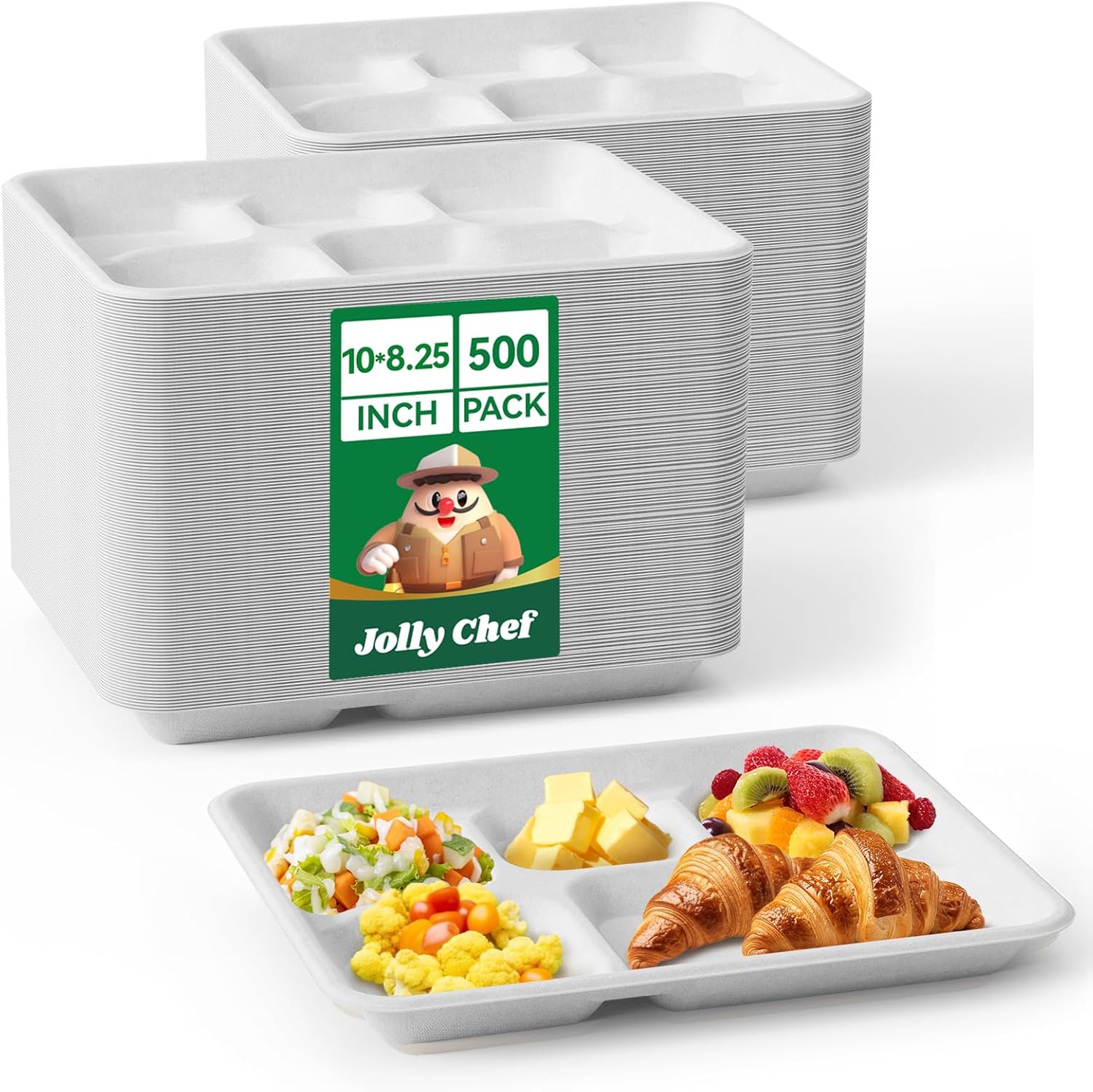 Compostable 5 Compartment Paper Plates for Eco-Friendly Dining