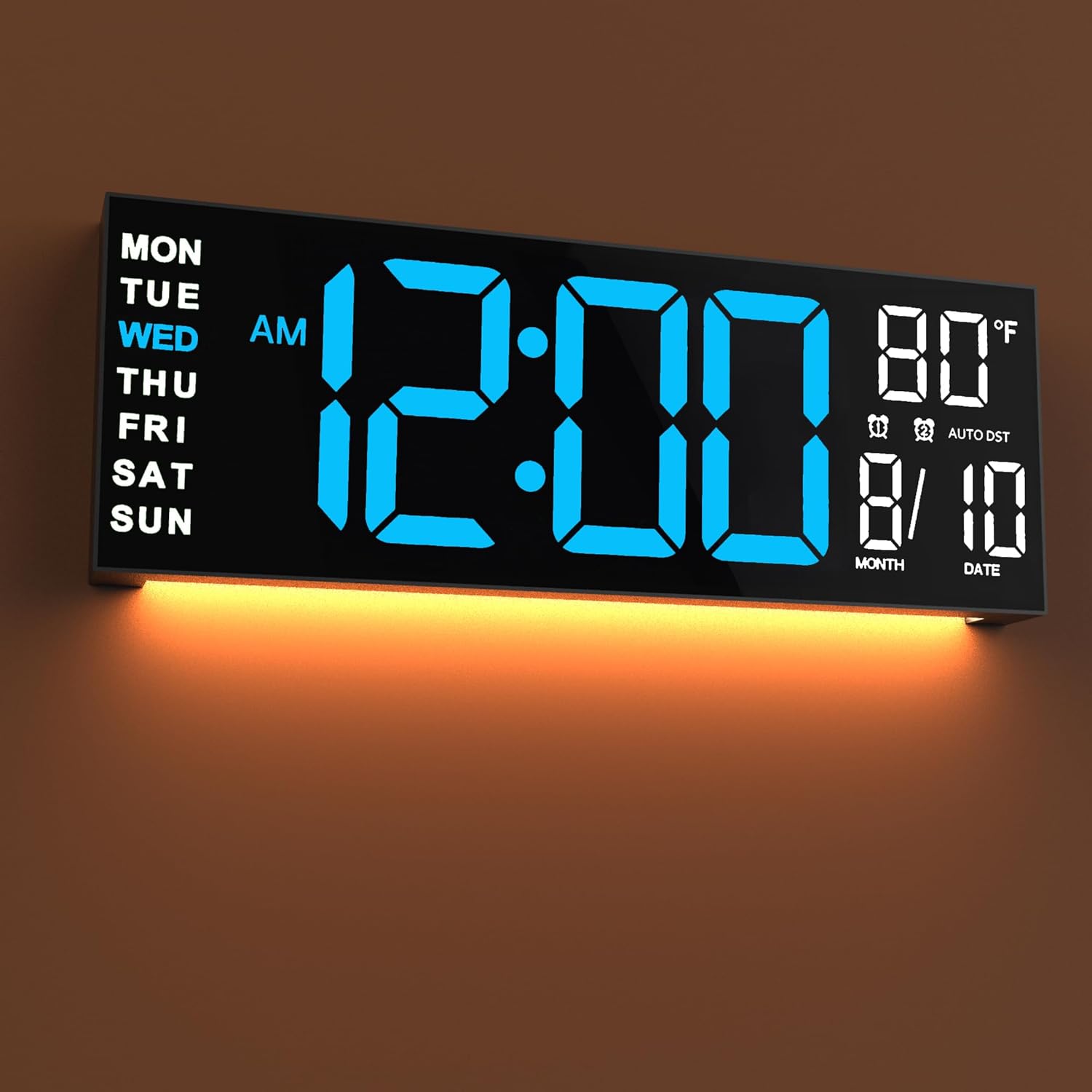 JALL 16-Inch Large Digital Wall Mount Clock with RGB Colors