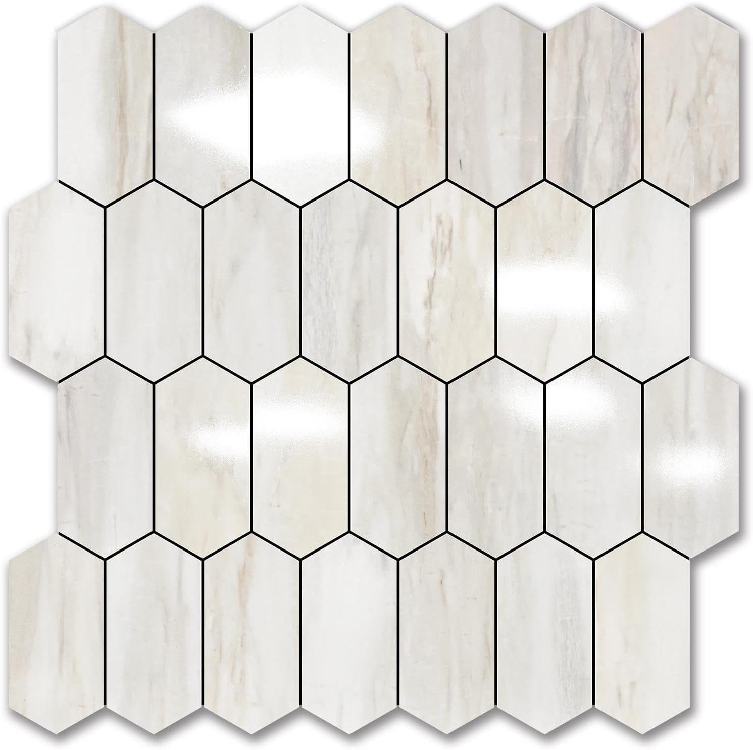 Vamos Tile Long Hexagon Peel and Stick Backsplash for Home