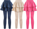 Girls School Uniform Pants Leggings with Skirts - 3 Pack Comfort