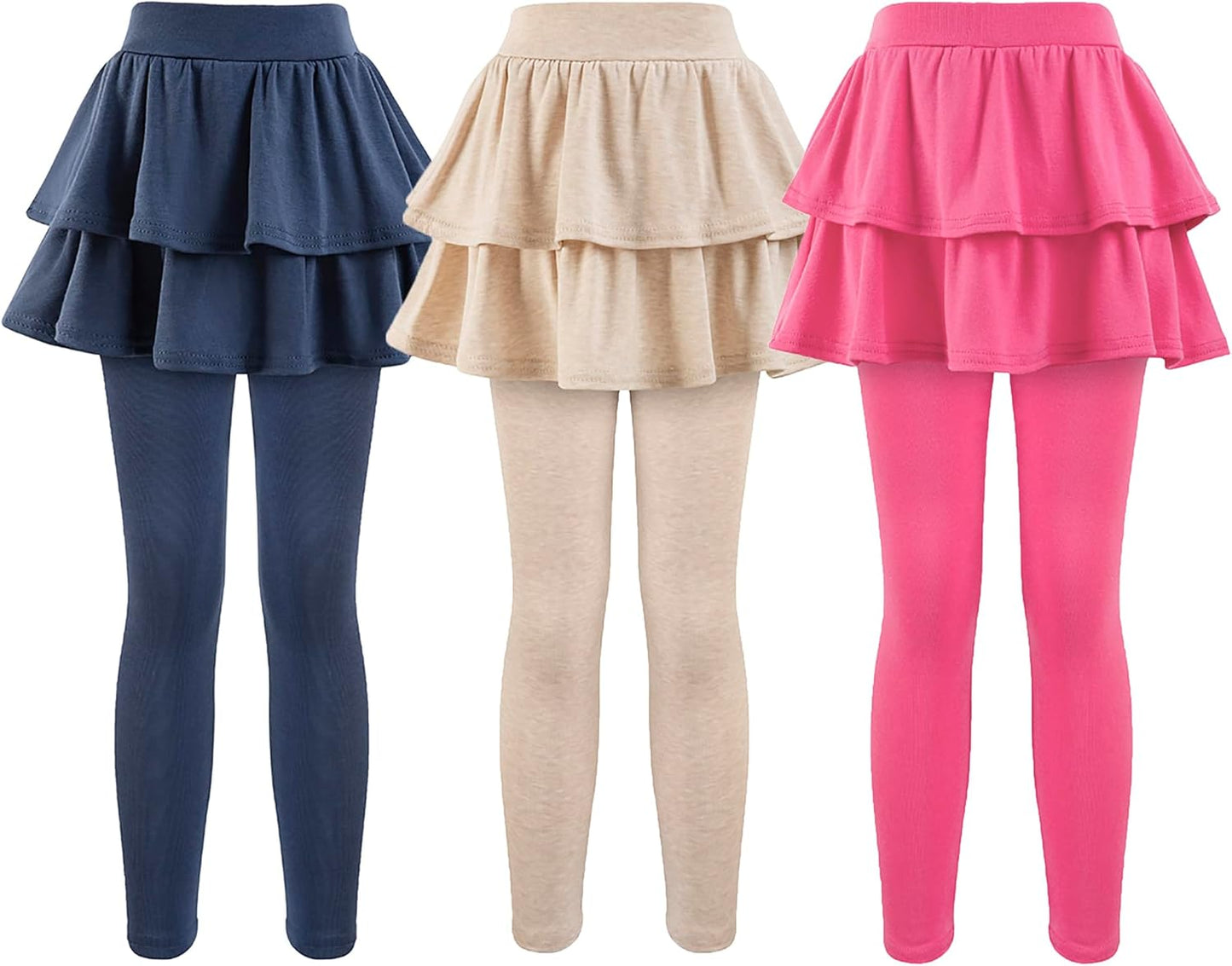 Girls School Uniform Pants Leggings with Skirts for Ages 4-12