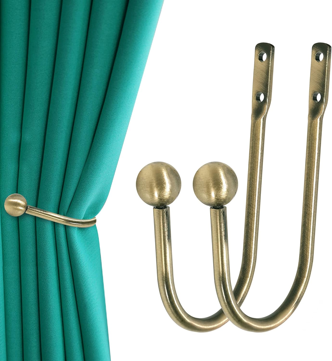 HEMOUR Brass Holdback Set: Securely Enhance Drapery