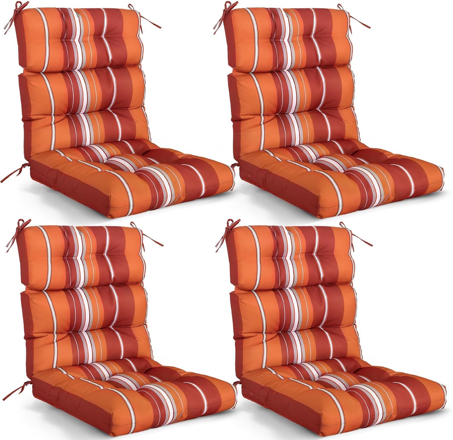 EAGLE PEAK Tufted High Back Patio Chair Cushions Set of 4