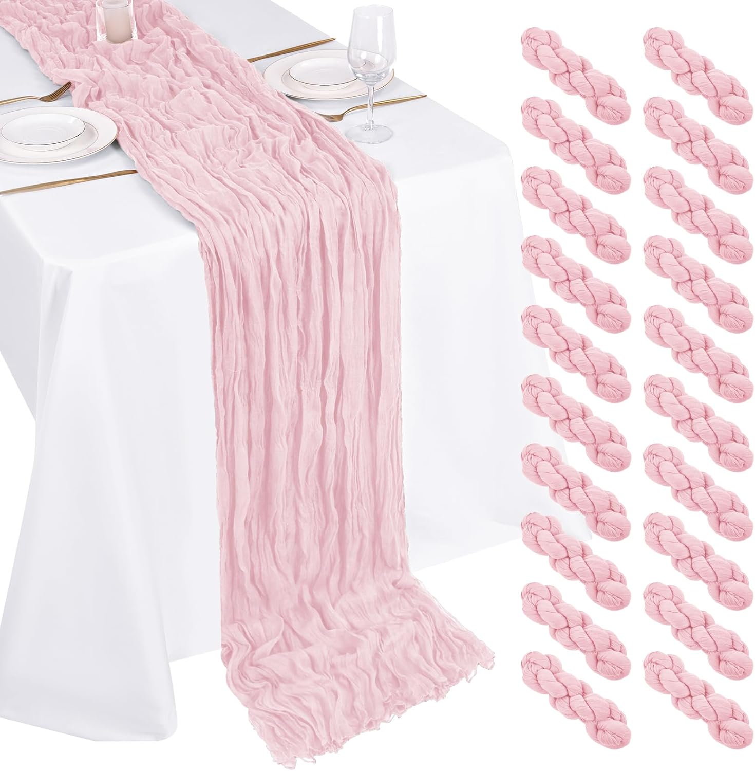 Beautane 20 Pack Cheesecloth Table Runner for Events