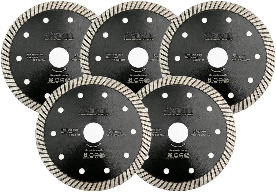 5PCS SHDIATOOL Diamond Turbo Blade - Super Thin for Precision Cuts