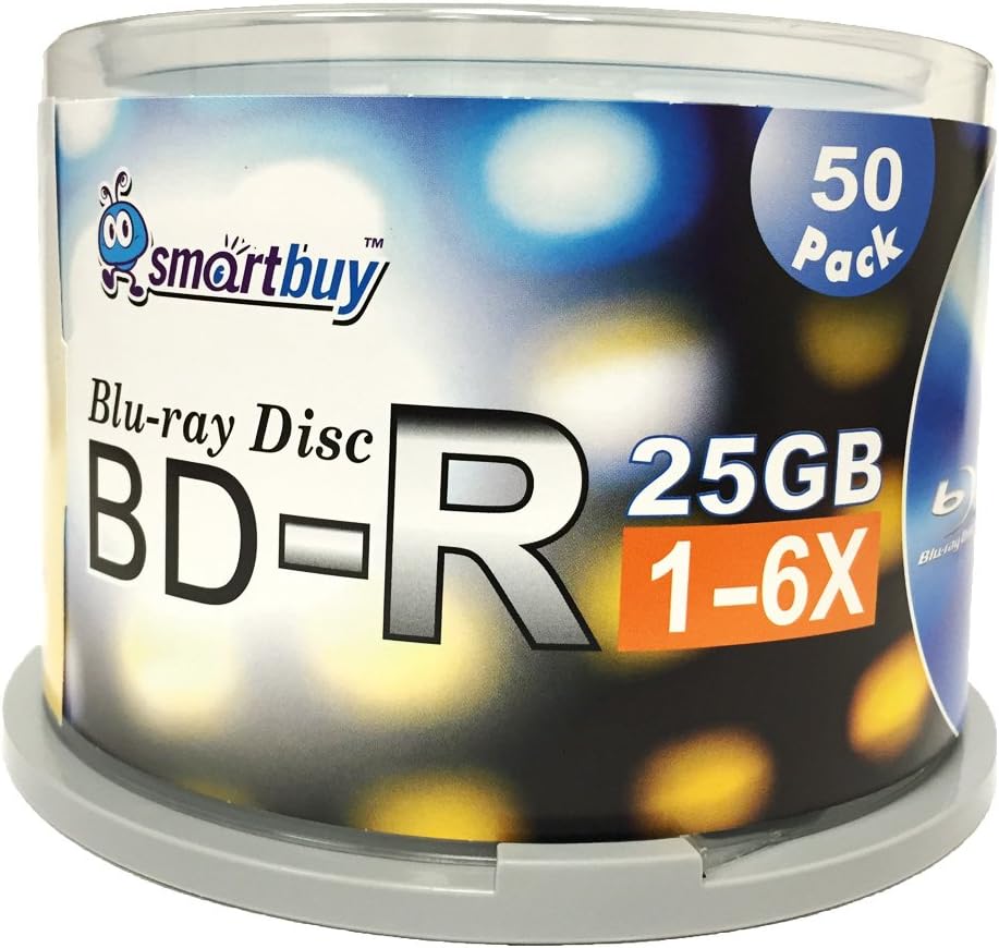 Smartbuy 600 Pack BD-R 25GB 6X Blu-ray Discs for Data Storage