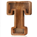 Customized Name Large Wooden Piggy Bank Letter T - Personalized Kids