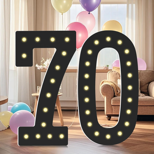 4FT Marquee Light Up Numbers for 70th Birthday Party Decor