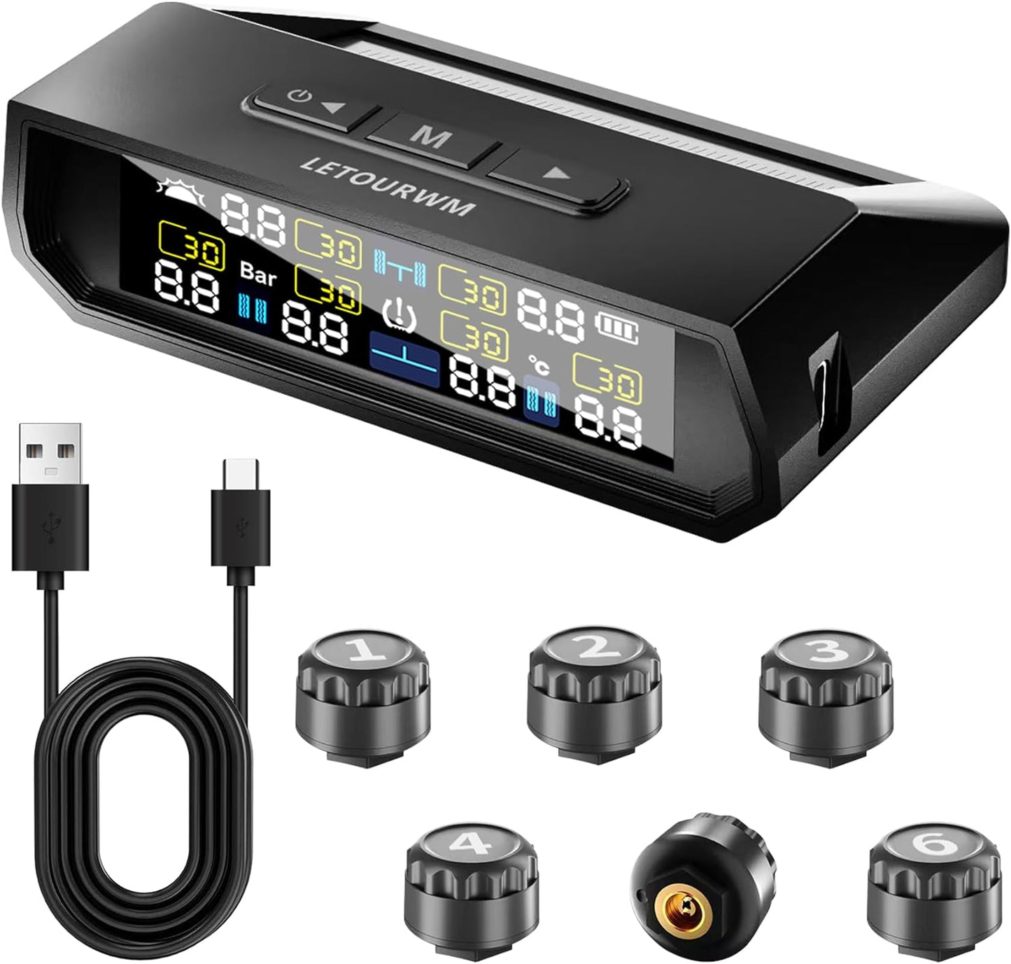 RV Tire Pressure Monitoring System with 6 Sensors for Safety