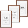 11x17 Picture Frame Set of 3 - Solid Oak 11x17 Frames with Tempered