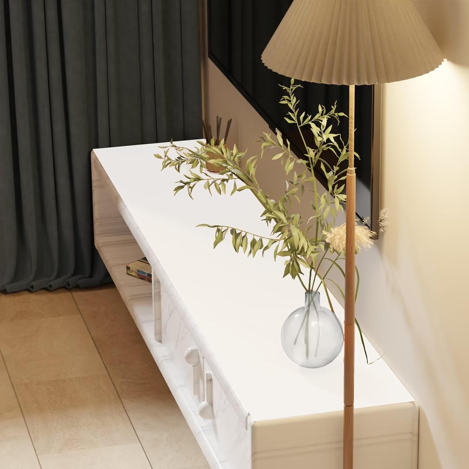 Leather Table Cover for Dresser and End Tables, 17x72 in White