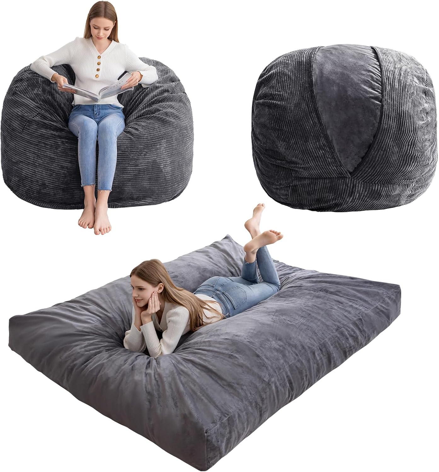 HIGOGOGO Convertible Giant Bean Bag Chair Bed - Comfort & Versatility