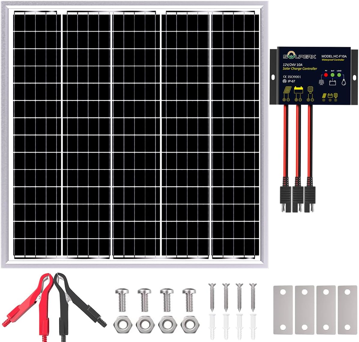 SOLPERK Solar Panel Kit 50W 24V for Efficient Battery Charging