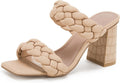 Braided Heels Sandals Chunky Block Heel Double Strap (Style 7NNZ)