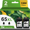 65XL Black Ink Cartridge Replacement for HP 65 - High Yield 2 Pack