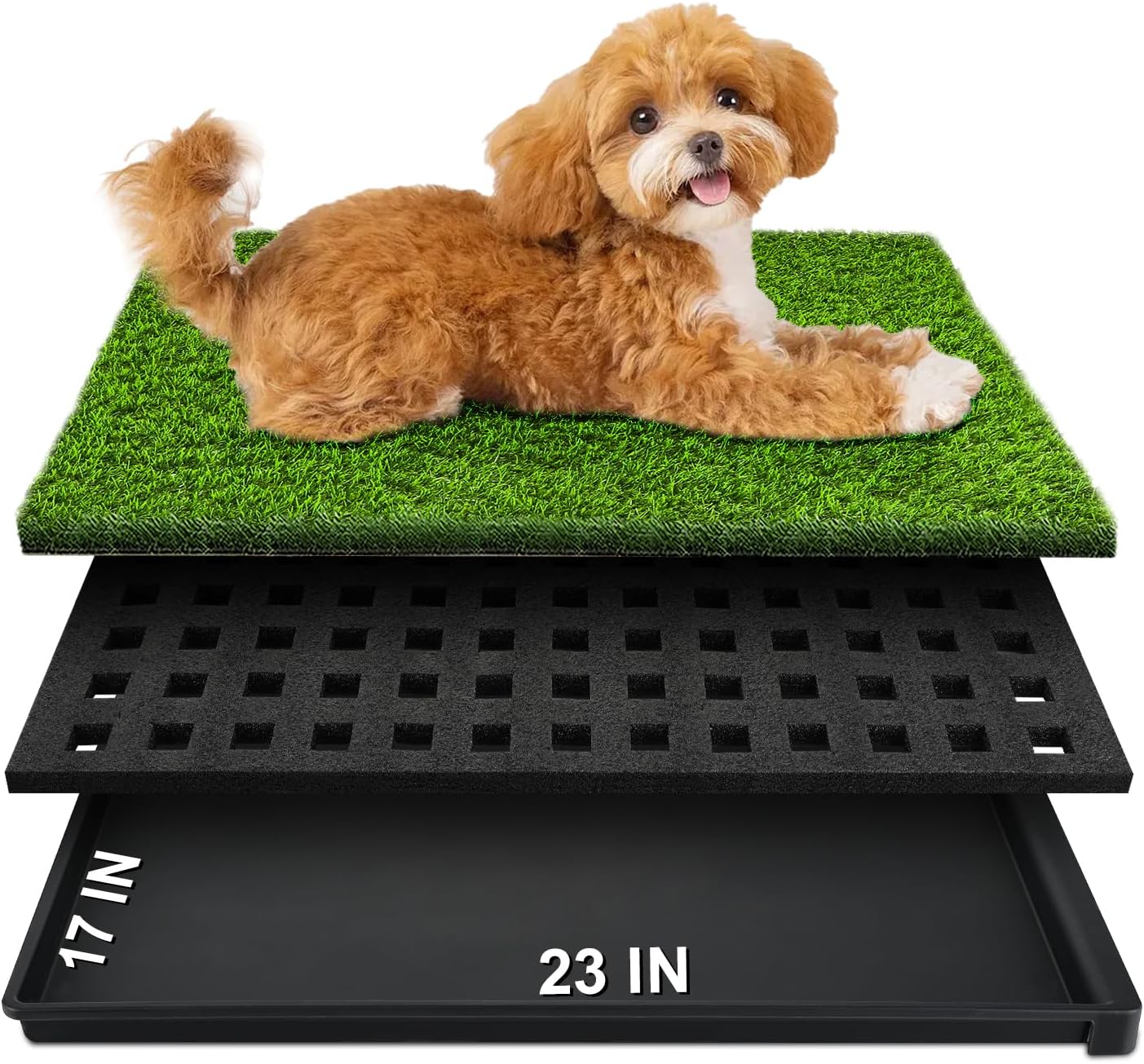 Dog Grass Pad with Tray for Easy Indoor Outdoor Potty Training