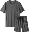 Mens Bamboo Blend Pajama Set Short Sleeve S-2XL - Lightweight Comfort